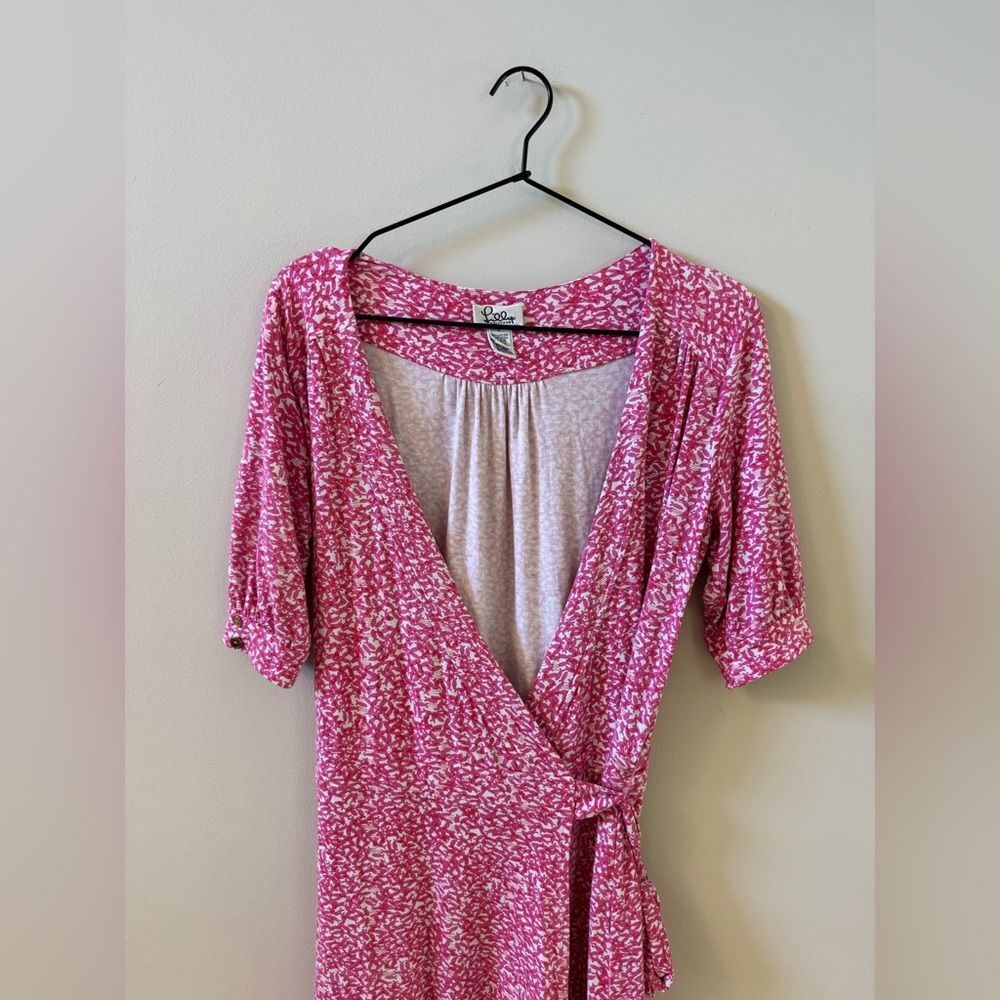 Vintage Lilly Pulitzer Wrap Dress in Pink and White Size Small - Picture 2 of 6